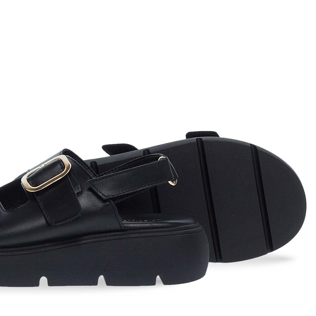 Women's Leather Sandals Maison Minrelle 11629080 ΜΑΥΡΟ Maison